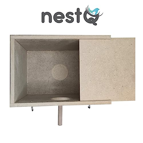 nestQ Nest für Wellensittiche mit Spänen für das Bett, Zuchthaus aus Holz für Vögel, mit Haken für Vogelkäfige, 19 cm x 15 cm x 13,5 cm