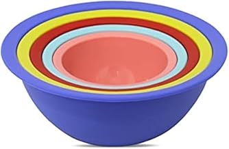 مجموعة اوعية بلاستيكية متعددة الاغراض من 5 قطع لتخزين المطبخ واعداد الوجبات وتقديمها، حاويات بلاستيكية متينة امنة غذائيا رقم 5 بالوان زاهية