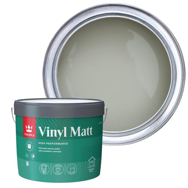 TIKKURILA Vinyl Matt - Washable Full Matt Emulsion Paint For Interior Walls & Ceilings - 10l Serpentine V447