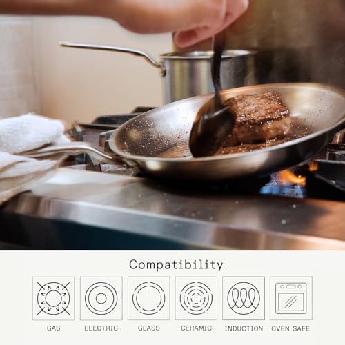 Image of Made In Cookware - 12-Inch Stainless Steel Frying Pan With Lid - 5 Ply Stainless Clad - Professional Cookware - Crafted in Italy - Induction Compatible