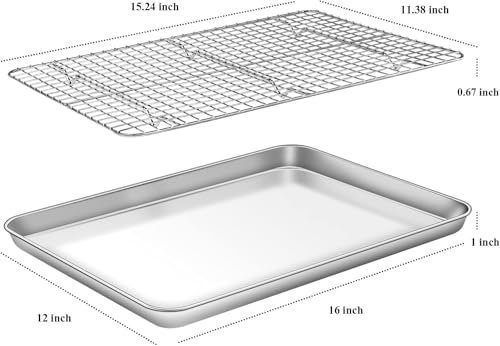 Plaque de cuisson rectangulaire en acier inoxydable Terlulu avec grille 40x30 cm