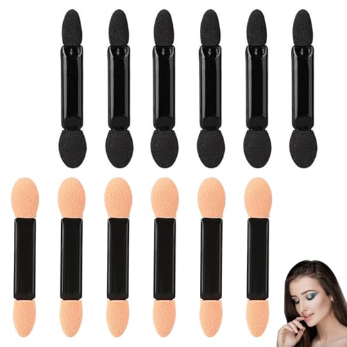 ZXCHOME 12 Pcs Sponge Eyeshadow Brush, Schwamm Lidschatten Make Up-Tool, Double Head Eyeshadow Brush, Lidschatten Applikator Lidschattenpinsel