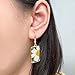 Dainty Pressed Daisy Earrings for Women 14K Gold Plated Resin Flower Dangle Earrings Handmade Statement Rectangle Dry Flower Jewelry
