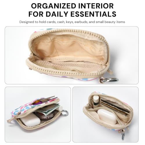 Image of Small Wristlet Wallets for Women with Clear ID Window, Keychain Coin Purse | Organized Interior with 3 Card Slots, Inner Mesh Pouch, Lipstick Holder, Metal Key Ring and Detachable Wrist Strap