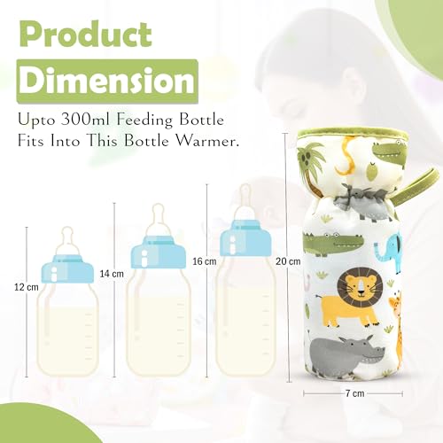 Image of GLUN Feeding Bottle Cover with Lanyard, Cushiony Cotton Cover, Keep Warm Baby Drinking Sleeve, Baby Glass Bottle Insulator Bottle Protector Cover