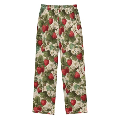 Vdsrup Strawberry Leaves Pajama Pants Pajama Bottoms Soft Sleep Pjs Lounge Pants S