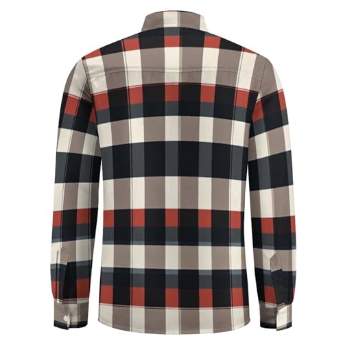 Mens Plaid Button Down Shirts Long Sleeve Vintage 1980s Casual Shirt Western Shirts2