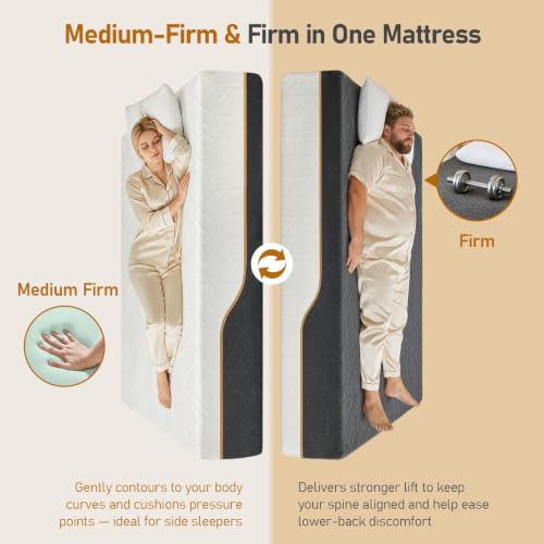 Image of RV Mattress Short King 10-Inch: Firm & Medium Firm Dual Sides Flippable | Two Firmness Memory Foam, Back Pain Relief, Cool Gel Washable Cover, CertiPUR-US Oeko-Tex Certified, Mattress in a Box 75x72
