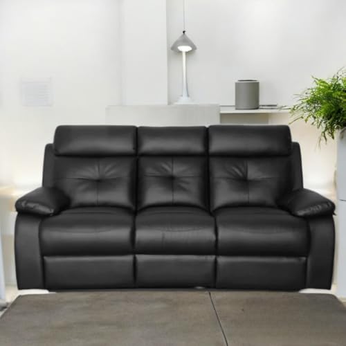 Image of Sofa 3 Seater - Ergonomic Leatherette Design with Plush Support, Includes 5-Year Warranty for Living Room Comfort and Durability