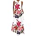 Zldhxyf Vestito A Fiori Lungo Vestito Estivo da Donna Senza Maniche con Tasche Maxi Summer Print Neck Beach Long Boho Loose V Women's Casual Dress Copri Giacca da Viaggio
