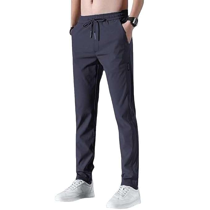 Men's Lycra Solid Jogger Pants with Elastic Waistband and Pockets-image-47