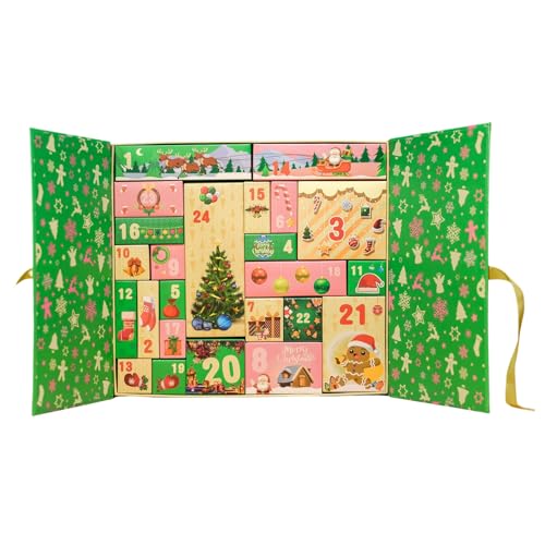 Calendario de Adviento Virgen | Caja de calendario de cuenta regresiva reutilizable 2025 para llenar 24 cajas - Decoración de mesa para caramelos de chocolate con ventana, estante de tarjeta de mano
