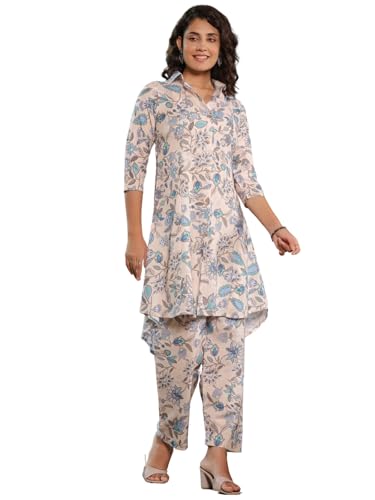 Image of LERIYA FASHION Anarkali Kurta-Set for Women - Viscose Rayon Printed Kurta & Straight Pant | 3 /4 Sleeve Trendy Summer Travel Outfit | Festive Indian Traditional Outfit for Functions & Puja | Picnic | Vacation Wear