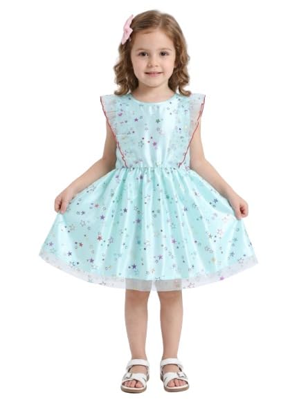 Image of Funshine Girls Spring Summer Casual Dress for Kids | Soft Breathable Comfortable Everyday Wear for Play School Outings Birthday Parties & Family Occasions | Stylish Lightweight Trendy Outfit