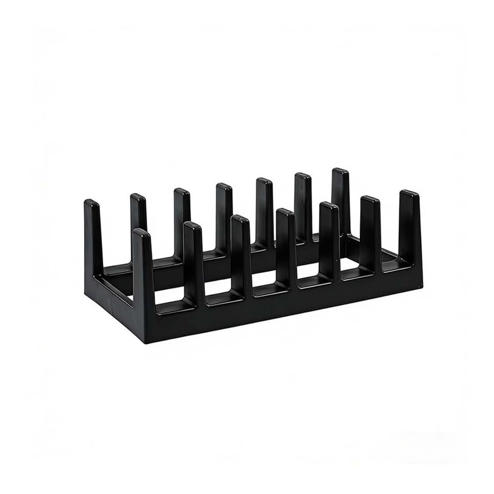 JIUJU Multifunctional Pot Lid & Dish Rack - Plastic Kitchen Organizer For Plates(Black)