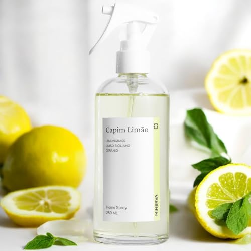 MINERVA - Kit Combo Vela Aromática 200g e Home Spray Aromatizador de Ambientes 250ml (Capim Limão)