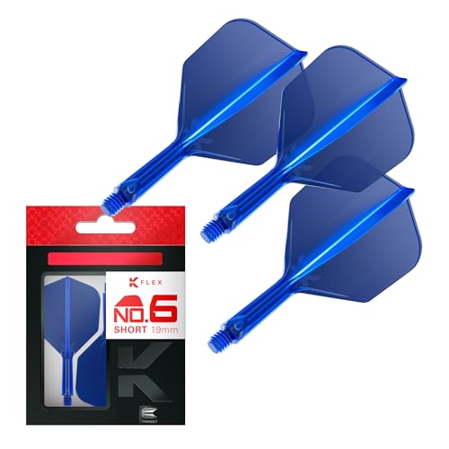 Target Darts K Flex Integrated Dart Flights And Shafts, Nr 6 Niebieski (Short) | Zestaw 3 rzutek K-Flex - No6, Kflex All In One Moulded Dart Flight & Stem | Profesjonalne akcesoria do rzutek