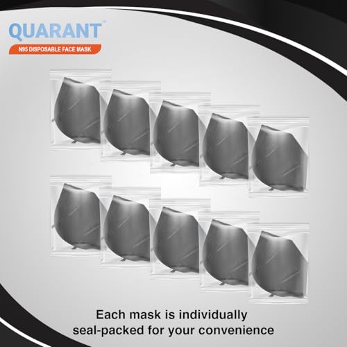 Image of QUARANT N95 Anti Pollution Face Mask with Nose Clip, ISO Certified, FFP2 Masks with 5 Layer Protection (Black) for Unisex