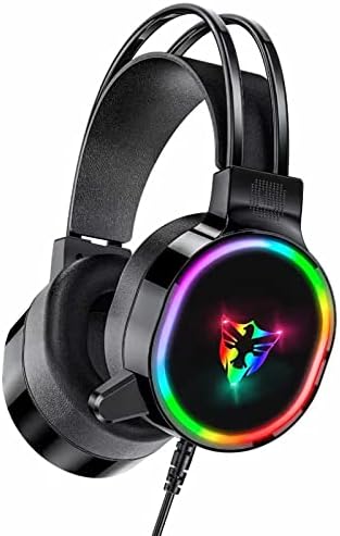 YUUAND Earbuds for Laptop Computer G607 RGB Gaming Wired Headphones, USB Mic Noise Cancelling and Audio Control Over-Ear Headphones Headphones Gaming
