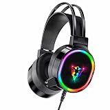 YUUAND Earbuds for Laptop Computer G607 RGB Gaming Wired Headphones, USB Mic Noise Cancelling and Au