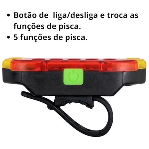 Kit Lanterna e Farol de LED Recarregável para Bicicleta Bike – Iluminação Potente, USB, Resistente à