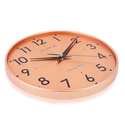 Image of Sehaz Artworks Wall Clock for Living Room Stylish | Wall Watch for Living Room Stylish | Traditional Wall Clock for Hall Big Size | Metal Dial - Copper 32x32 CM
