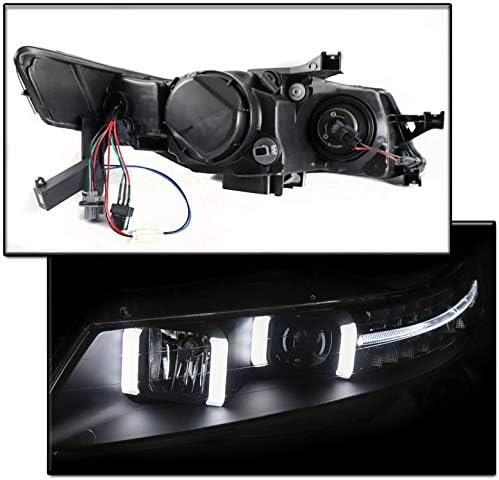 LED DRL Black Projector Headlights Headlamps For 2004-2008 Acura TL