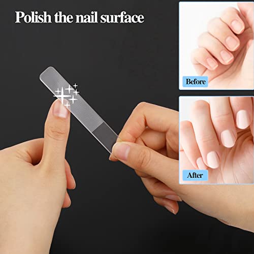 Glass Nail File Glass Manicure Pedicure Crystal Nail File And Buffers Glass Nail File Nano Nail Files For Natural Acrylic Nails Fingernail Files Manicure Tool With Case (5 Pcs) #TOP2