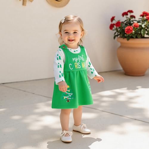 Baby Girl Christmas Outfit Newborn Gingerbread Man Onesie Skirt 2 Piece Set Overalls Dress Fall Winter Clothes3