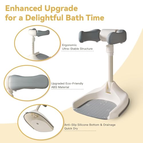 Image of QIUTONG 2025 Baby Shower Stand, Ergonomic Baby Standing Support, Upgraded Anti-Slip Baby Bathtub with Stand for Toddler Standing Up, Anti-Pinch Toddler Bathtub for Shower, Ideal Gifts for Infants