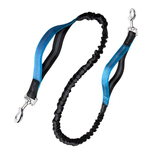 犬 リード 130 cm 伸縮紐広い 大型犬/中型犬 トレーニングリード 犬用シートベルト 車載 夜光 反射 散歩/訓練/しつけ用 おしゃれ 軽量 丈夫(ブルー)