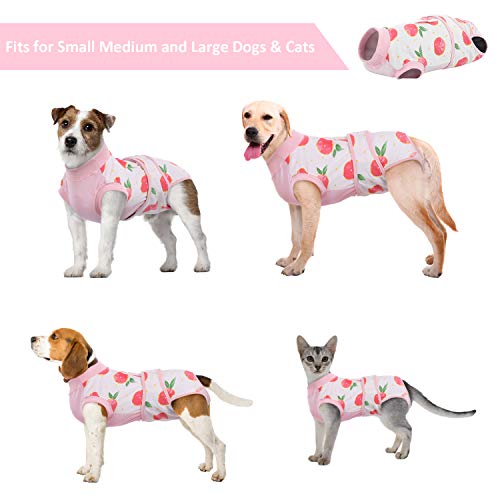 Kuoser Recovery Suit For Dogs Cats After Surgery, Professional Pet Recovery Shirt Dog Abdominal Wounds Bandages, Substitute E-Collar & Cone,Prevent Licking Dog Onesies Pet Surgery Recovery Suit #TOP3