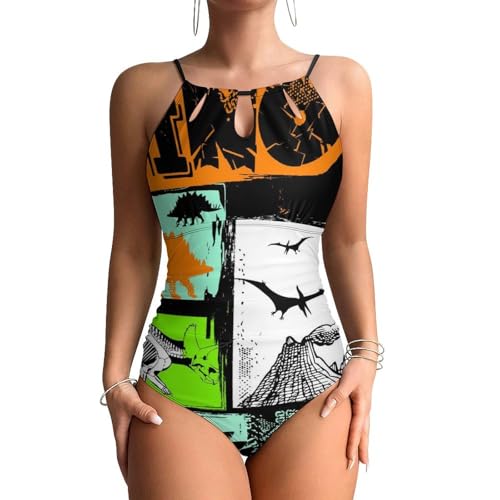 Maillots de bain une pièce femme dinosaure contrôle ventre gainant monokini plage