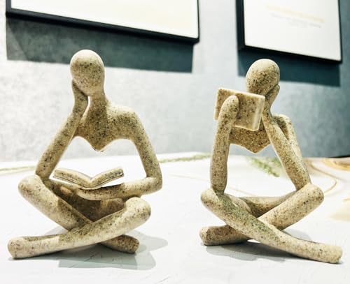 2 Piezas Estatuas Decorativas Pensador de Resina miniatura 4