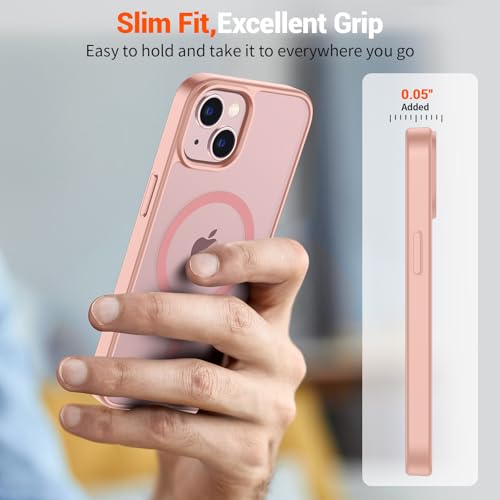 Image of SUPFINE Magnetic for iPhone 15 Plus Case & iPhone 14 Plus Case(Compatible with MagSafe)(Military Grade Drop Protection) Slim Translucent Shockproof Phone Case,Pink