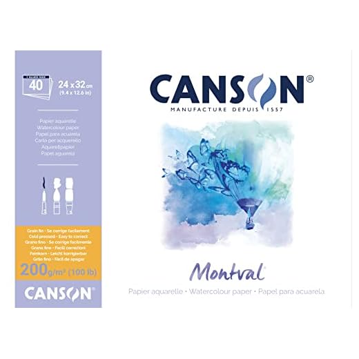 Canson Montval - Papel para acuarela (24 x 32 cm), color blanco