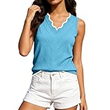 Camiseta de tirantes sin mangas acanalada para ropa ligera de negocios y uso diario, azul, L