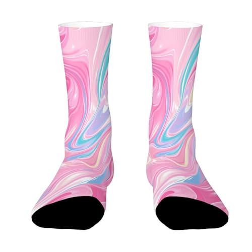Pink Blue White Swirl Socks