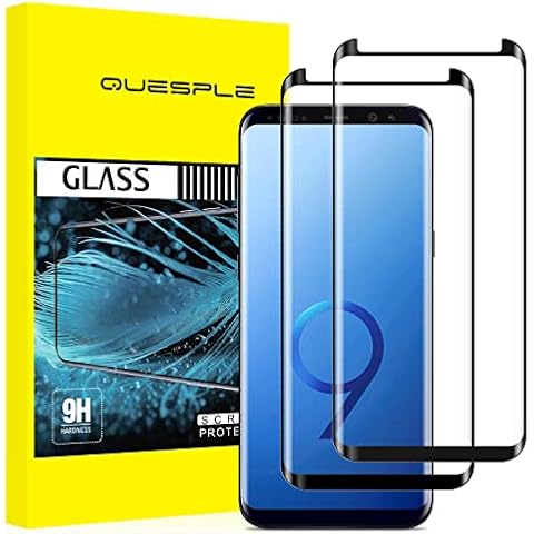 QUESPLE Galaxy S9 Screen Protector, 2 Pack Shatterproof Premium Tempered Glass Film for Samsung Galaxy S9 Screen Protector/ 3D Curved/Easy Installation/Case-Friendly Cover