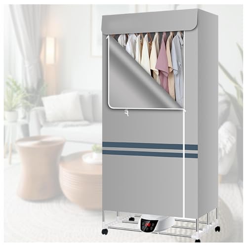 WXJHNYBS Heated Clothes Airers, Fast Drying Intelligent Constant Temperature Heated Clothing Rack, Large Space Touch Screen Dry Soon Heated Airer Winter,Grey