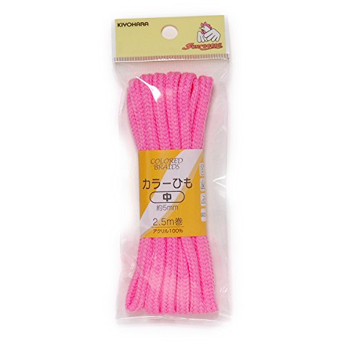 KIYOHARA サンコッコー カラーひも 中 幅5mm×長さ2.5m ピンク SUN55-36