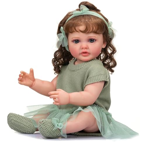 HEHUZY Reborn Puppe 22 Zoll 55cm Lebensecht Babypuppe Wie Echtes Baby Silikon Neugeborene Baby Toddler Mädchen Mit Weicher Stoffkörper – Bild 3