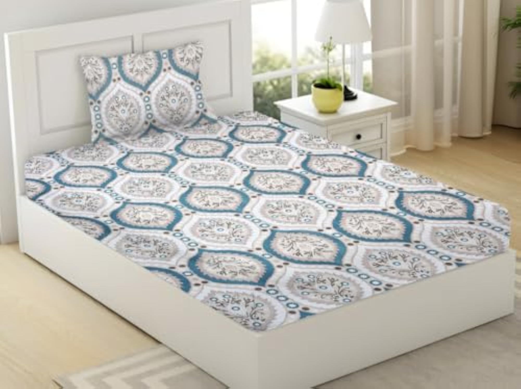 Super Soft Brushed Microfiber Cotton Single Bedsheet with 1 Pillow Cover