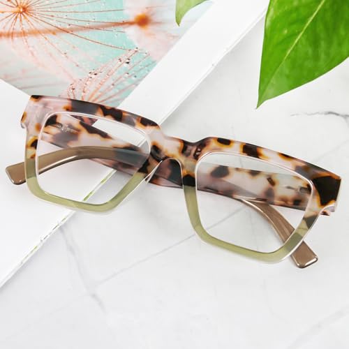 Image of Modern Square Reading Glasses 4 Pack Oversized Eye Glasses Blue Light Blocking Eyestrain Relief