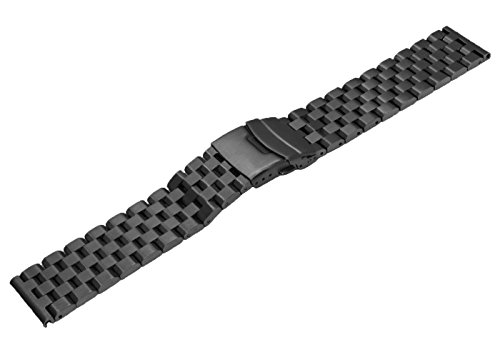 Image of Brushed Metal Watch Bands for Men Women Solid Stainless Steel Watch Band 18 /20 /22 /24 /26mm Watch Bracelet Strap Deployment Double Lock Deployment Buckle Black Silver Blue Gold
