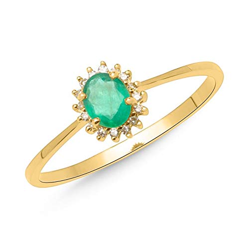 Preisvergleich Produktbild Smaragdring Diamanten 0,353 ct gesamt Gelbgold DR0043