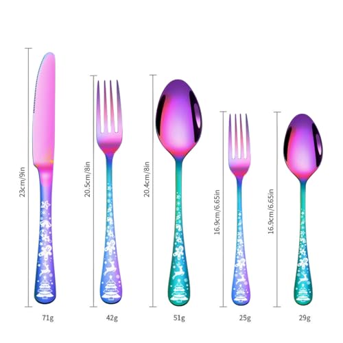 Image of Cutlery Stainless Steel Flatware Set for Dining Table, Flatware Include Knive - Forks - Spoons, Cutlery for Dining Table Luxury, Kitchen Utensils Dishwasher Safe (10 Pieces, Color : Rainbow)