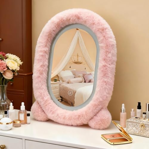 Espejo de maquillaje iluminado 12x16 pulgadas ovalado rosa miniatura 7