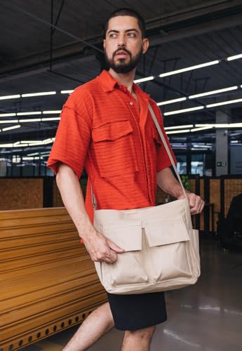 Lenna's Bolsa Tote Bag Tiracolo de Lona Tamanho Grande A023 Bege