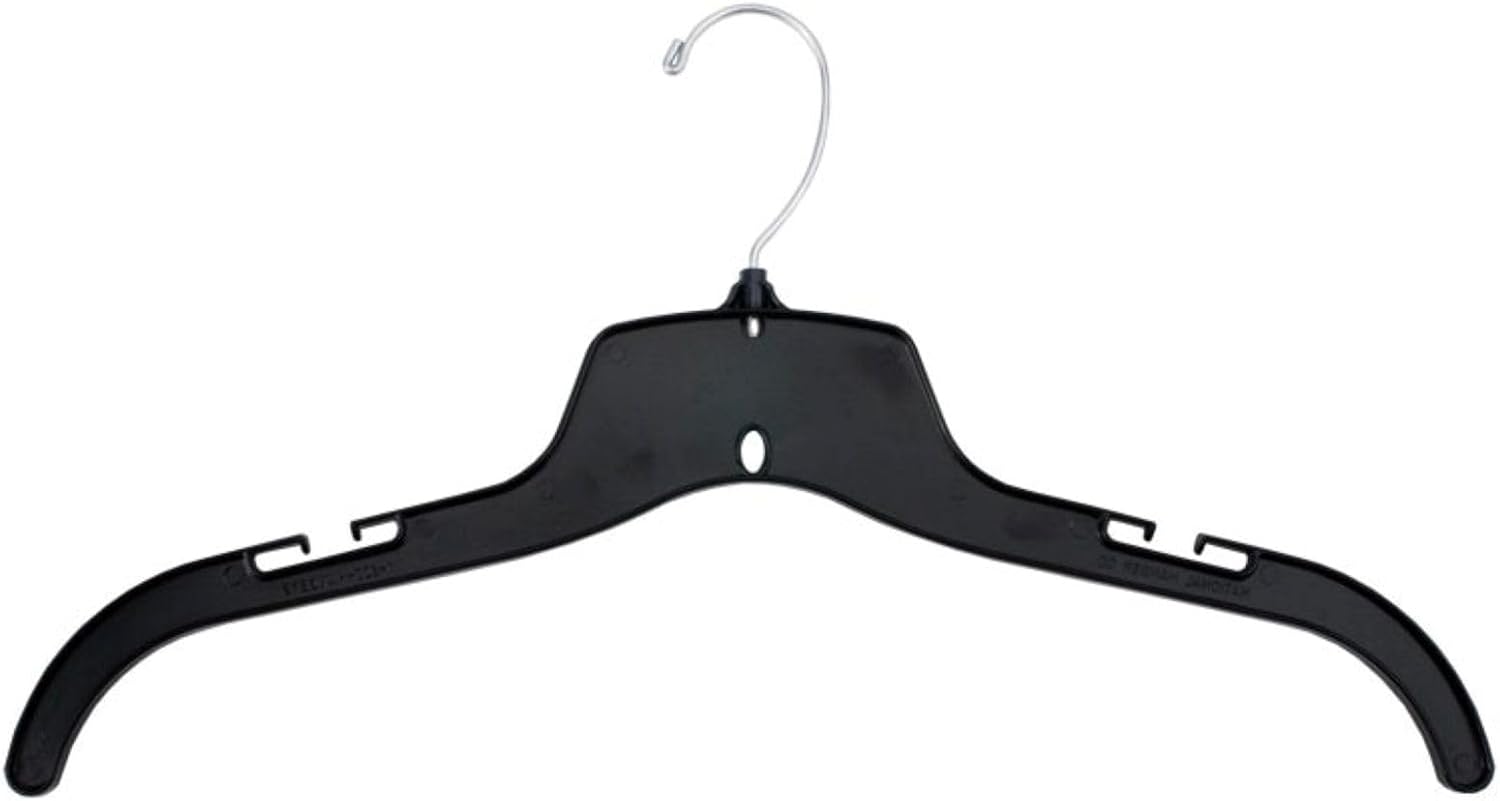 NAHANCO 17” Super Heavy Weight Plastic Shirt/Dress Hangers, Black with Black Hook (Pack of 100), Made in USA